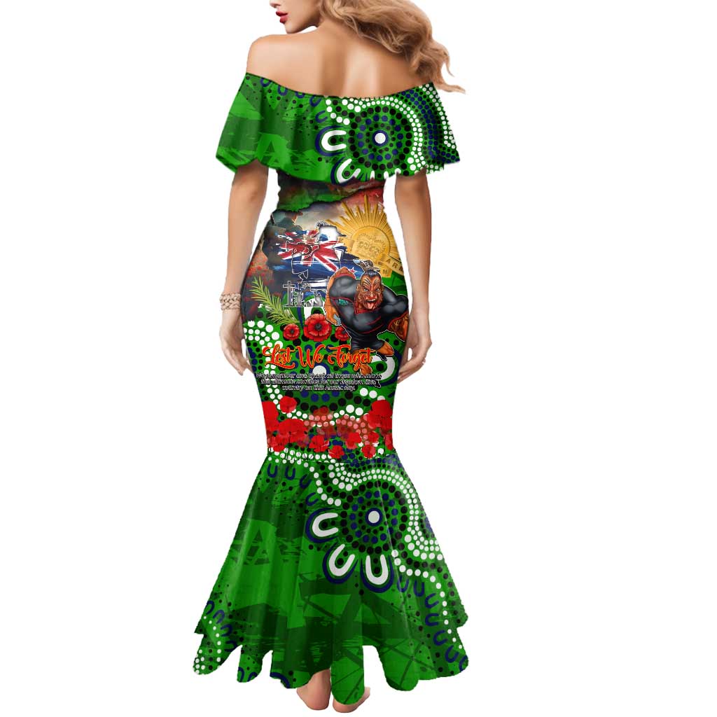 Personalised New Zealand Warriors ANZAC Mermaid Dress Scratch Style DT02