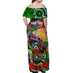 Personalised New Zealand Warriors ANZAC Off Shoulder Maxi Dress Scratch Style DT02