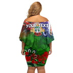 Personalised New Zealand Warriors ANZAC Off Shoulder Short Dress Scratch Style DT02