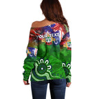 Personalised New Zealand Warriors ANZAC Off Shoulder Sweater Scratch Style DT02