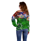 Personalised New Zealand Warriors ANZAC Off Shoulder Sweater Scratch Style DT02