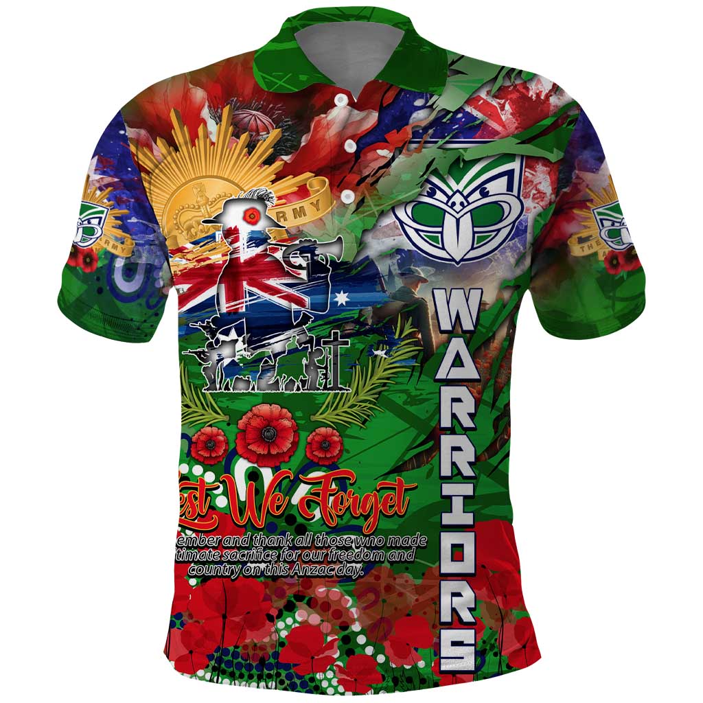 Personalised New Zealand Warriors ANZAC Polo Shirt Scratch Style DT02