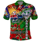 Personalised New Zealand Warriors ANZAC Polo Shirt Scratch Style DT02