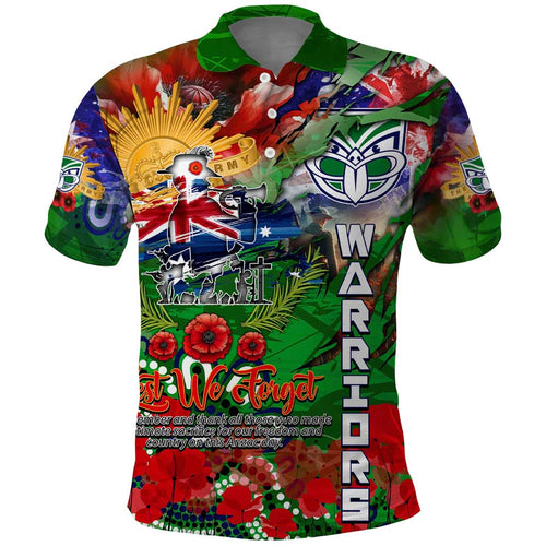 Personalised New Zealand Warriors ANZAC Polo Shirt Scratch Style DT02
