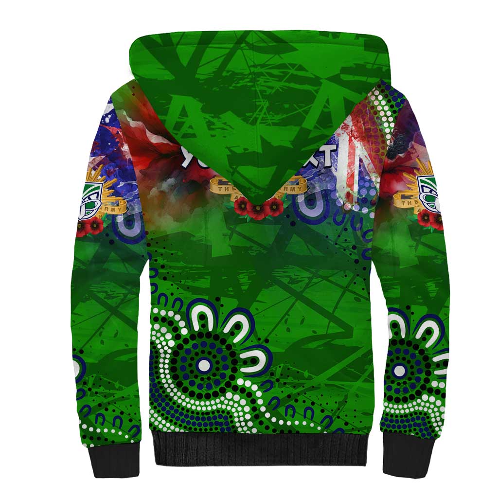 Personalised New Zealand Warriors ANZAC Sherpa Hoodie Scratch Style DT02