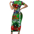 Personalised New Zealand Warriors ANZAC Short Sleeve Bodycon Dress Scratch Style DT02
