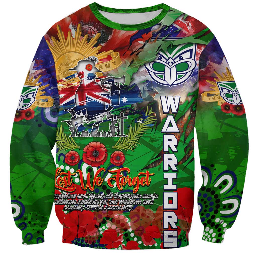 Personalised New Zealand Warriors ANZAC Sweatshirt Scratch Style DT02