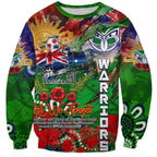 Personalised New Zealand Warriors ANZAC Sweatshirt Scratch Style DT02