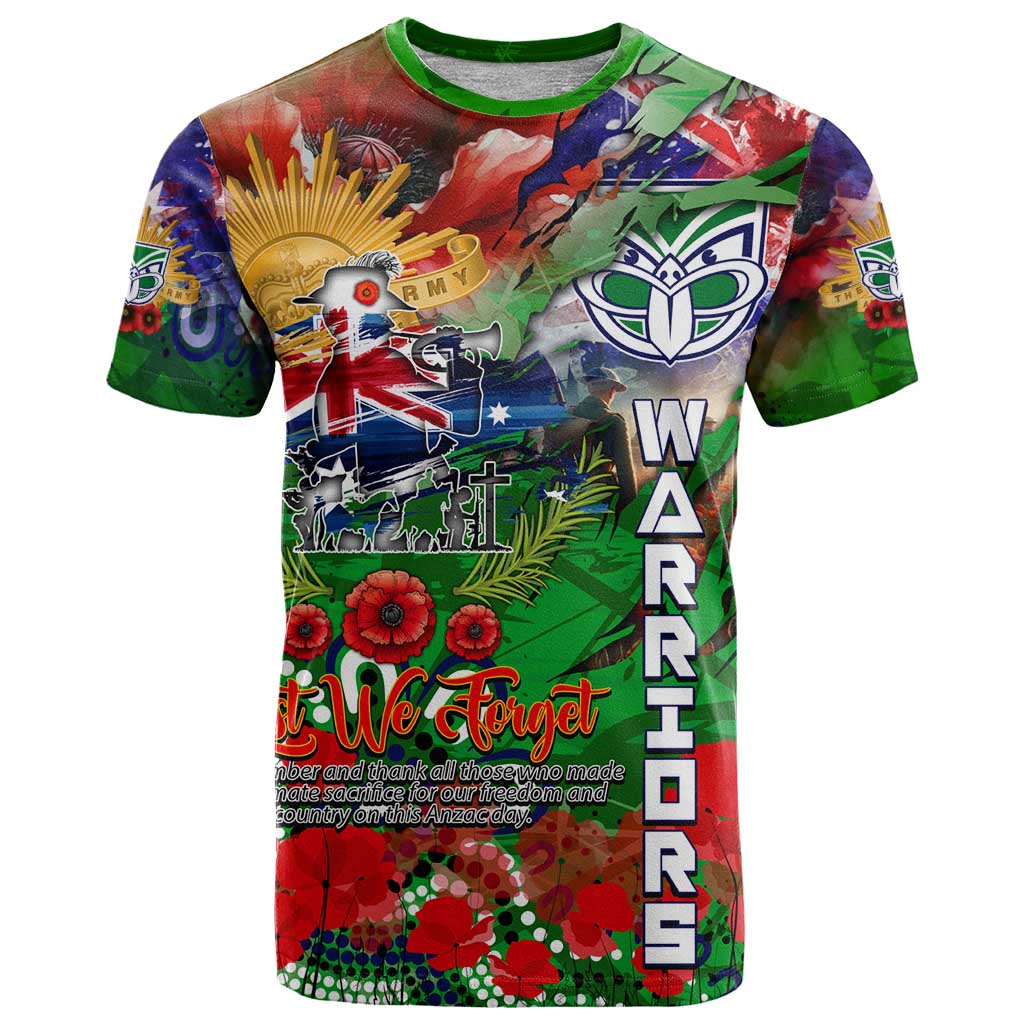 Personalised New Zealand Warriors ANZAC T Shirt Scratch Style DT02