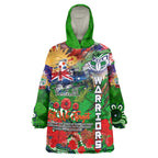 Personalised New Zealand Warriors ANZAC Wearable Blanket Hoodie Scratch Style DT02