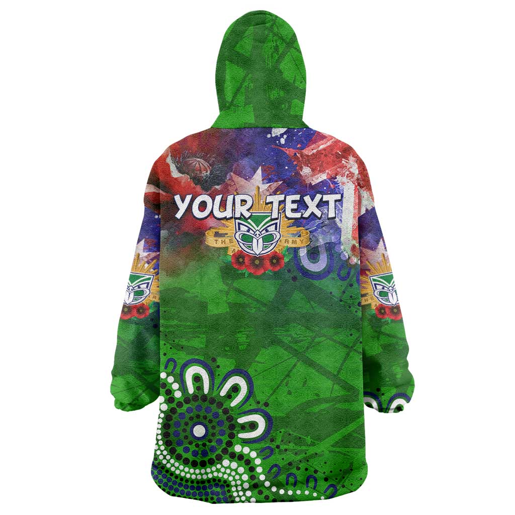 Personalised New Zealand Warriors ANZAC Wearable Blanket Hoodie Scratch Style DT02