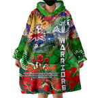 Personalised New Zealand Warriors ANZAC Wearable Blanket Hoodie Scratch Style DT02