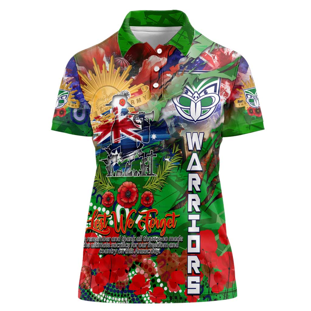 Personalised New Zealand Warriors ANZAC Women Polo Shirt Scratch Style DT02