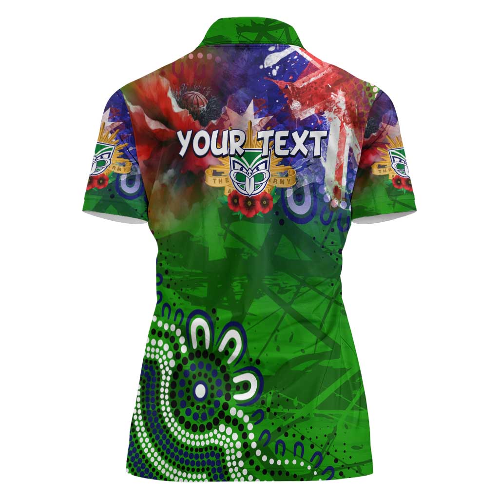 Personalised New Zealand Warriors ANZAC Women Polo Shirt Scratch Style DT02