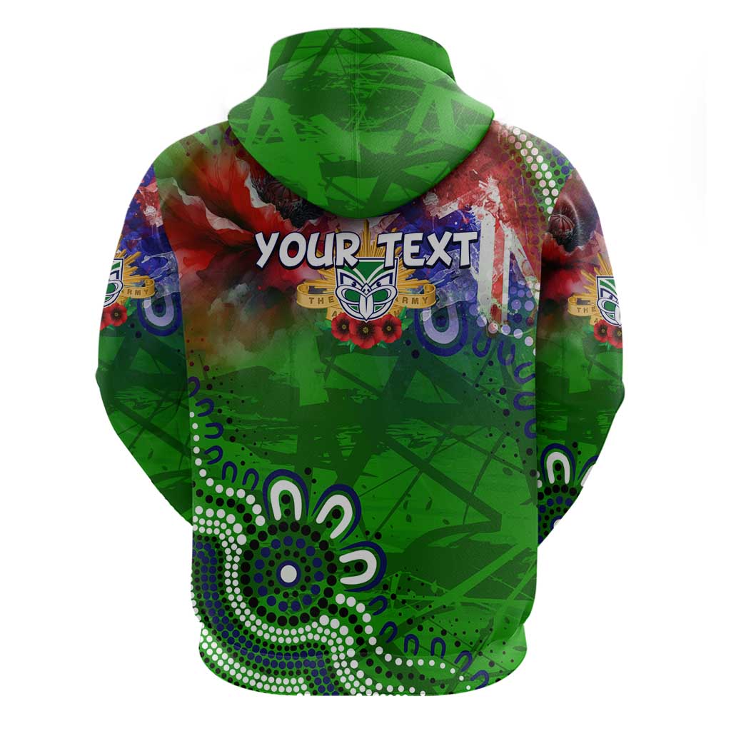 Personalised New Zealand Warriors ANZAC Zip Hoodie Scratch Style DT02