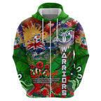 Personalised New Zealand Warriors ANZAC Zip Hoodie Scratch Style DT02