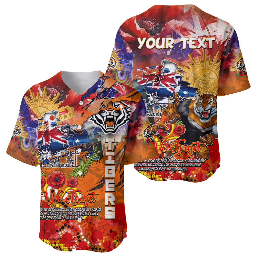 Personalised Australia Rugby Tigers ANZAC Baseball Jersey Wests Scratch Style