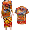 Personalised Australia Rugby Tigers ANZAC Couples Matching Long Sleeve Bodycon Dress and Hawaiian Shirt Wests Scratch Style