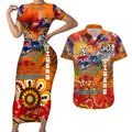 Personalised Australia Rugby Tigers ANZAC Couples Matching Short Sleeve Bodycon Dress and Hawaiian Shirt Wests Scratch Style