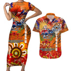 Personalised Australia Rugby Tigers ANZAC Couples Matching Short Sleeve Bodycon Dress and Hawaiian Shirt Wests Scratch Style