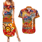 Personalised Australia Rugby Tigers ANZAC Couples Matching Summer Maxi Dress and Hawaiian Shirt Wests Scratch Style