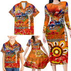 Personalised Australia Rugby Tigers ANZAC Family Matching Long Sleeve Bodycon Dress and Hawaiian Shirt Wests Scratch Style