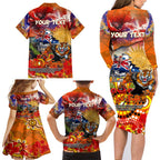 Personalised Australia Rugby Tigers ANZAC Family Matching Long Sleeve Bodycon Dress and Hawaiian Shirt Wests Scratch Style