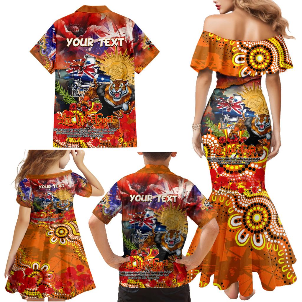 Personalised Australia Rugby Tigers ANZAC Family Matching Mermaid Dress and Hawaiian Shirt Wests Scratch Style
