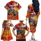 Personalised Australia Rugby Tigers ANZAC Family Matching Off The Shoulder Long Sleeve Dress and Hawaiian Shirt Wests Scratch Style