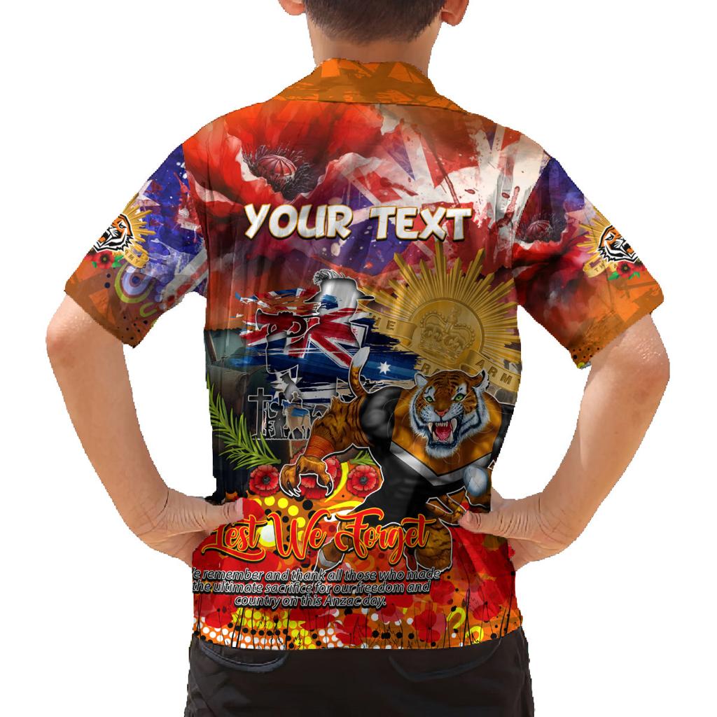 Personalised Australia Rugby Tigers ANZAC Family Matching Off Shoulder Maxi Dress and Hawaiian Shirt Wests Scratch Style