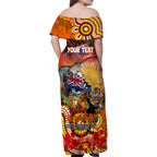 Personalised Australia Rugby Tigers ANZAC Family Matching Off Shoulder Maxi Dress and Hawaiian Shirt Wests Scratch Style