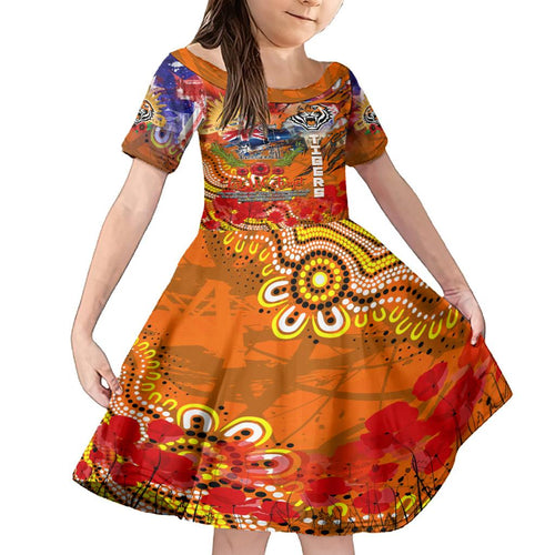 Personalised Australia Rugby Tigers ANZAC Family Matching Off Shoulder Short Dress and Hawaiian Shirt Wests Scratch Style