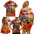 Personalised Australia Rugby Tigers ANZAC Family Matching Off Shoulder Short Dress and Hawaiian Shirt Wests Scratch Style