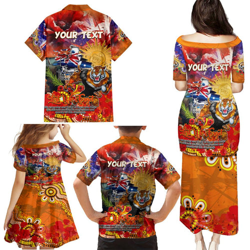 Personalised Australia Rugby Tigers ANZAC Family Matching Puletasi and Hawaiian Shirt Wests Scratch Style