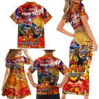 Personalised Australia Rugby Tigers ANZAC Family Matching Short Sleeve Bodycon Dress and Hawaiian Shirt Wests Scratch Style