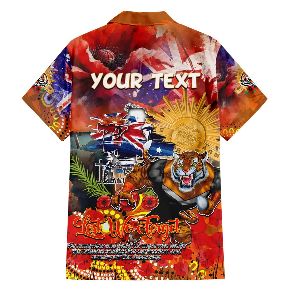 Personalised Australia Rugby Tigers ANZAC Family Matching Short Sleeve Bodycon Dress and Hawaiian Shirt Wests Scratch Style