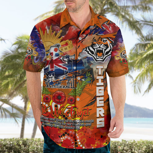 Personalised Australia Rugby Tigers ANZAC Hawaiian Shirt Wests Scratch Style