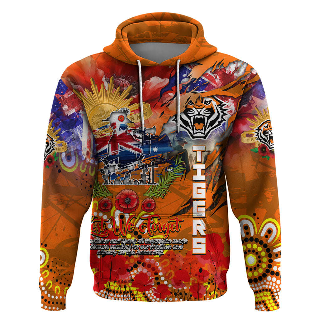 Personalised Australia Rugby Tigers ANZAC Hoodie Wests Scratch Style