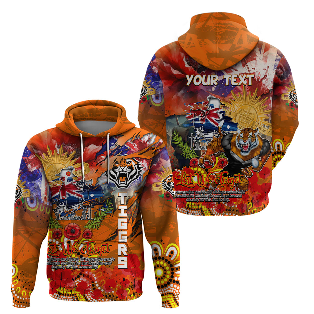 Personalised Australia Rugby Tigers ANZAC Hoodie Wests Scratch Style