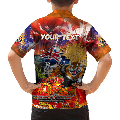 Personalised Australia Rugby Tigers ANZAC Kid Hawaiian Shirt Wests Scratch Style