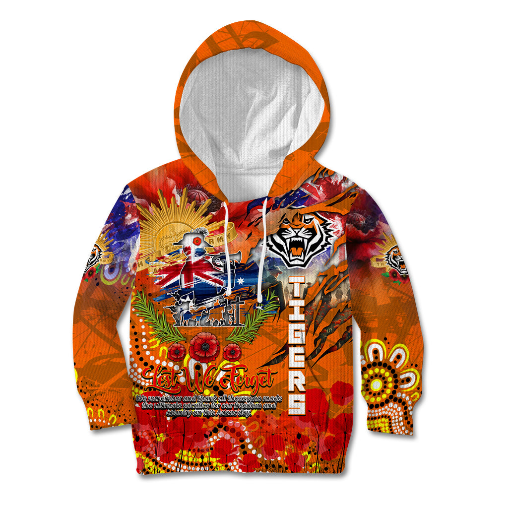 Personalised Australia Rugby Tigers ANZAC Kid Hoodie Wests Scratch Style