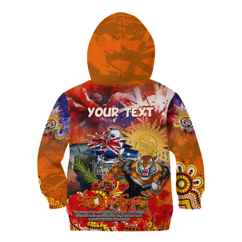 Personalised Australia Rugby Tigers ANZAC Kid Hoodie Wests Scratch Style