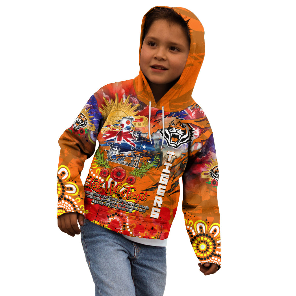 Personalised Australia Rugby Tigers ANZAC Kid Hoodie Wests Scratch Style