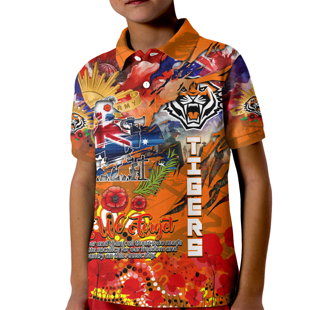 Personalised Australia Rugby Tigers ANZAC Kid Polo Shirt Wests Scratch Style