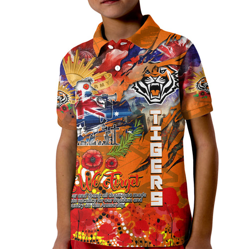 Personalised Australia Rugby Tigers ANZAC Kid Polo Shirt Wests Scratch Style