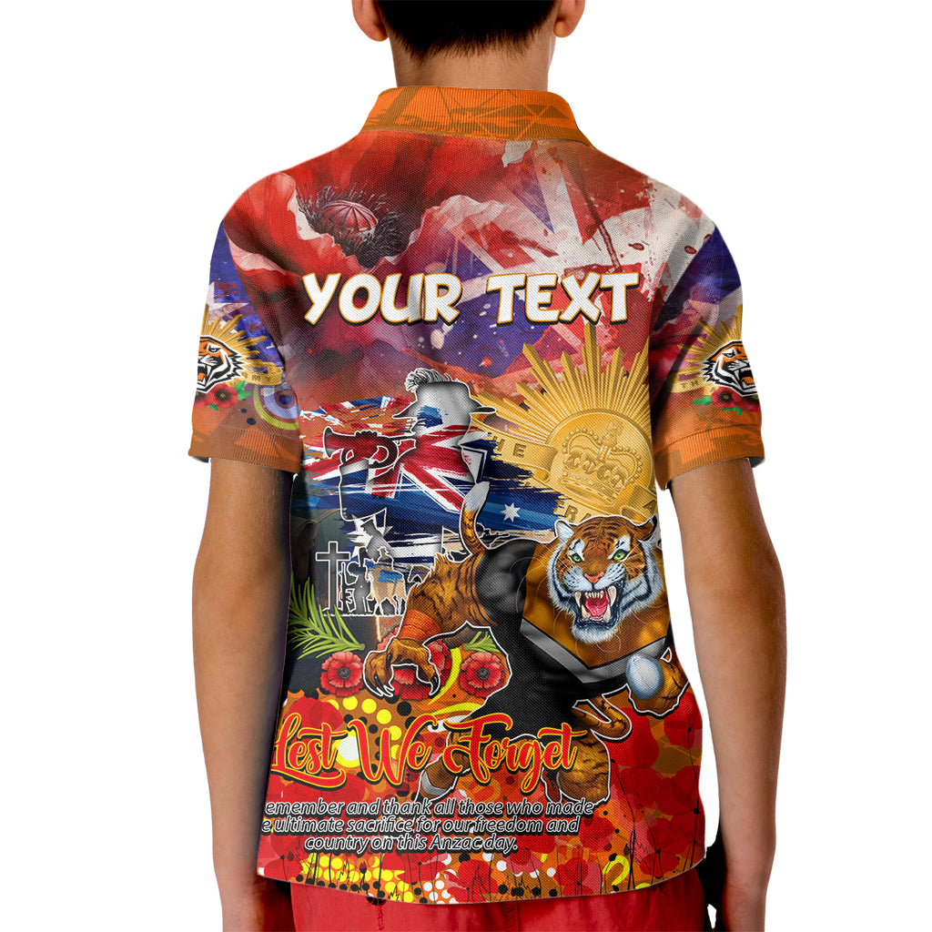Personalised Australia Rugby Tigers ANZAC Kid Polo Shirt Wests Scratch Style