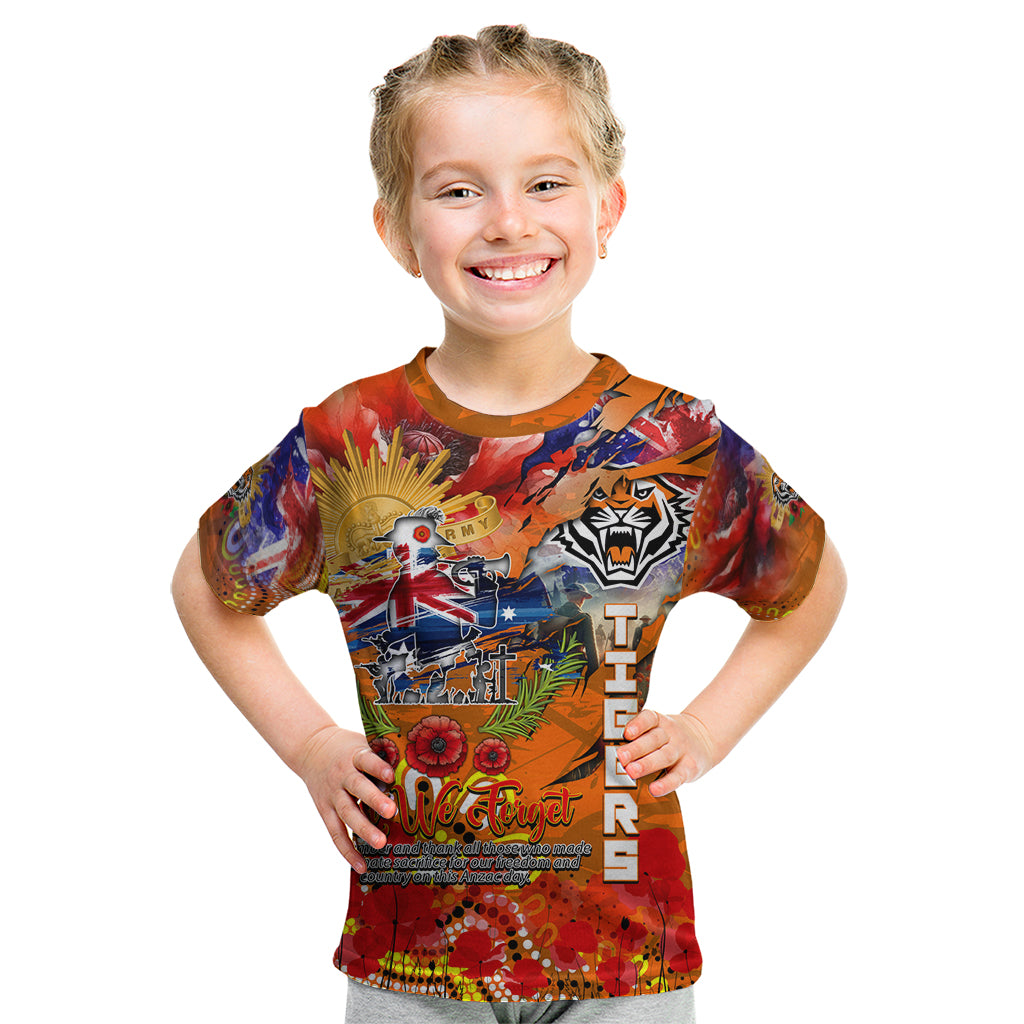 Personalised Australia Rugby Tigers ANZAC Kid T Shirt Wests Scratch Style
