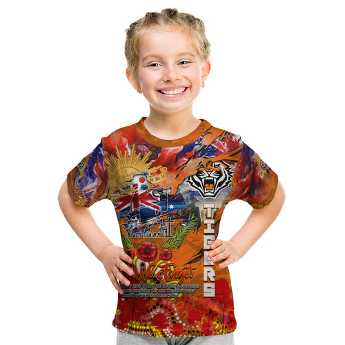 Personalised Australia Rugby Tigers ANZAC Kid T Shirt Wests Scratch Style