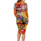 Personalised Australia Rugby Tigers ANZAC Long Sleeve Bodycon Dress Wests Scratch Style
