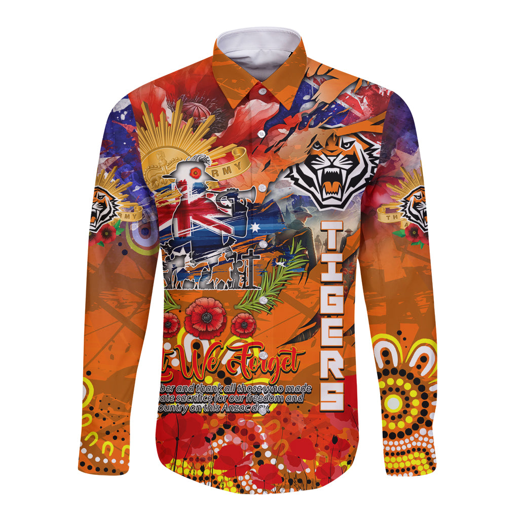 Personalised Australia Rugby Tigers ANZAC Long Sleeve Button Shirt Wests Scratch Style